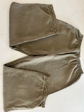 J. Jill Olive 100% Linen Pants with Elastic Waistband
